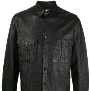 Zadig & Voltaire Crinkled Black Leather Shirt. Size 42 (Men’s L). Perfect.